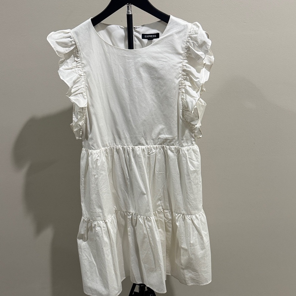 NWT Express Ivory Ruffle Sleeve Dress